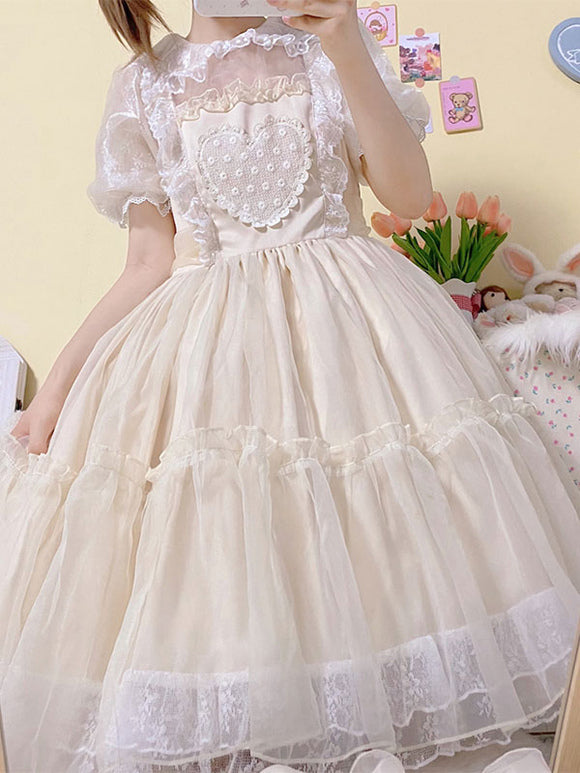 Sweet Lolita Dress Polyester Short Sleeves Dress Sweet