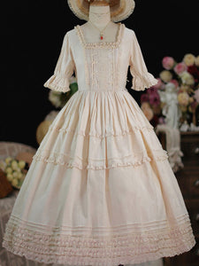 Sweet Lolita Dress Polyester Short Sleeves Ruffles Dress Lolita Dress