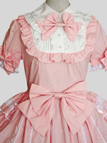 Sweet Lolita Dress Polyester Short Sleeves Sweet Dress
