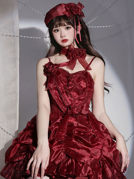 Sweet Lolita Dress Polyester Short Sleeves Sweet Dress