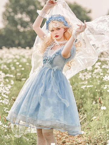 Sweet Lolita Dress Polyester Short Sleeves Sweet Dress Lolita Dress