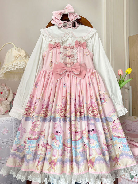 Sweet Lolita Dress Polyester Sleeveless Bows Dress