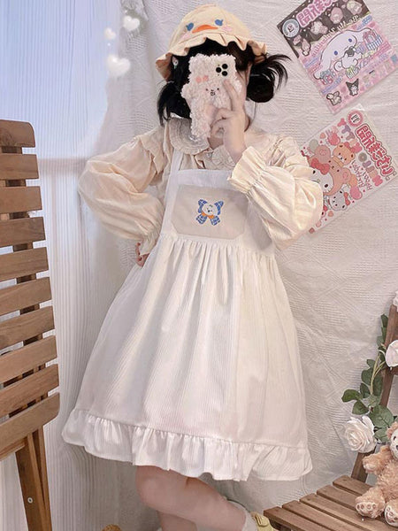 Sweet Lolita Dress Polyester Sleeveless Bows Jumper Dress