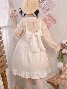 Sweet Lolita Dress Polyester Sleeveless Bows Jumper Dress