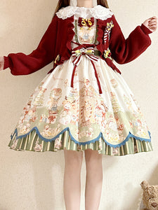 Sweet Lolita Dress Polyester Sleeveless Bows Sweet Christmas Lolita Dress