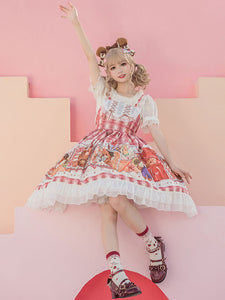 Sweet Lolita Dress Polyester Sleeveless Dress Adjustable Elastic