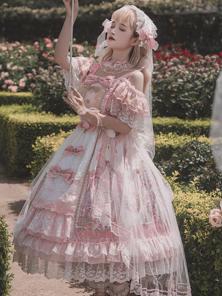 Sweet Lolita Dress Polyester Sleeveless Lolita Wedding Dress Bride Lolita Dress