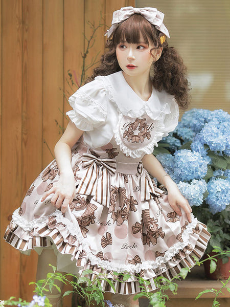 Sweet Lolita Dress Polyester Sleeveless Ruffles Jumper Lolita Dress