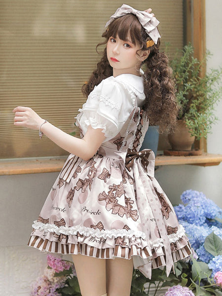 Sweet Lolita Dress Polyester Sleeveless Ruffles Jumper Lolita Dress
