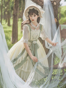 Sweet Lolita Dress Polyester Sleeveless Ruffles Sweet Jumper Lolita Dress