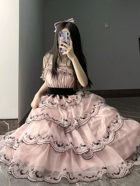 Sweet Lolita Dress Polyester Sleeveless Sweet Dress