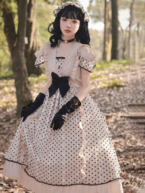 Sweet Lolita Dress Short Sleeves Bows Dress