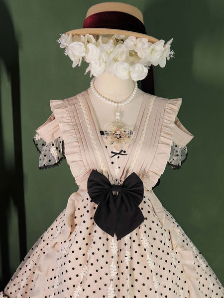 Sweet Lolita Dress Short Sleeves Bows Dress