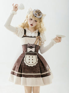 Sweet Lolita Dress Velour Sleeveless Bows Sweet Lolita Dress