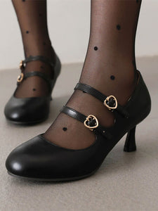 Sweet Lolita Footwear Black Round Toe PU Leather Lolita Shoes