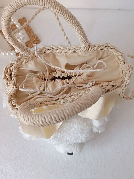 Sweet Lolita Handbag Ecru White Lace Ruffles Polyester Cross-body Bag Lolita Accessories