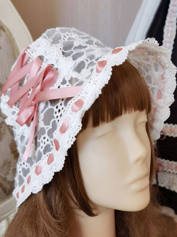 Sweet Lolita Hat Accessory Bow Lace Polyester White Lolita Accessories