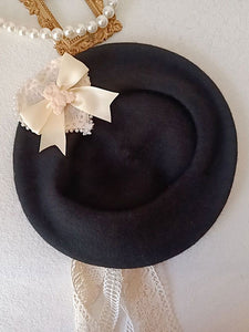 Sweet Lolita Hat Black Lace Ruffles Bows Accessory Lolita Accessories