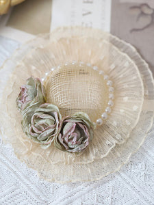 Sweet Lolita Hat Fuchsia Pink Pearls Flowers Accessory Polyester Lolita Accessories