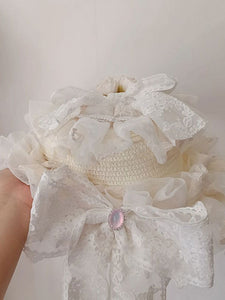 Sweet Lolita Hat Ruffles Lace Accessory Ecru White Lolita Accessories