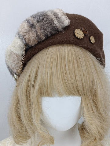 Sweet Lolita Hat Taupe Bows Accessory Polyester Lolita Accessories