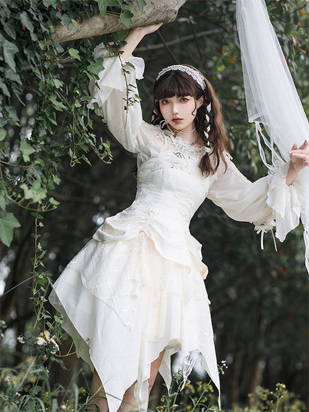 Sweet Lolita JSK Dress Ecru White Lolita Jumper Skirts