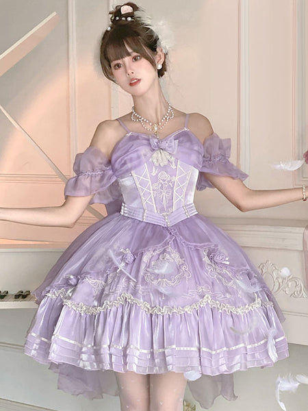 Sweet Lolita JSK Dress Embroidered Fuchsia Pink Lolita Jumper Skirts