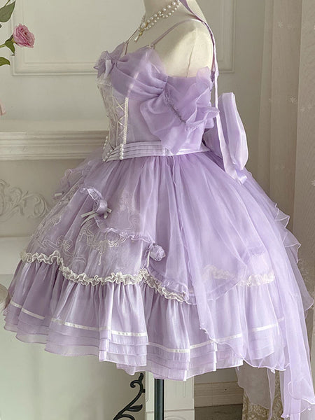 Sweet Lolita JSK Dress Embroidered Fuchsia Pink Lolita Jumper Skirts