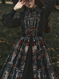 Sweet Lolita Outfits Black Patchwork Long Sleeves Dress