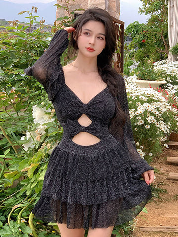 Sweet Lolita Outfits Black Ruffles Long Sleeves Jumpsuit