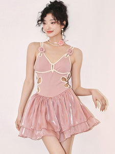 Sweet Lolita Outfits Pink Flowers Sleeveless Jumpsuit