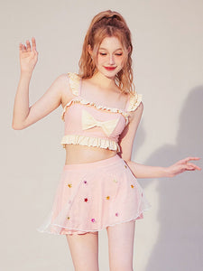 Sweet Lolita Outfits Pink Ruffles Bows Sleeveless Outfits