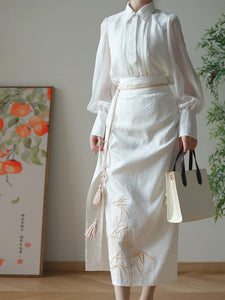 Sweet Lolita Outfits White Jacquard Long Sleeves Jumpsuit