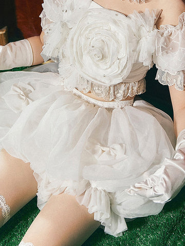 Sweet Lolita Petticoats Polyester Ruffles Bow White Lolita Underskirt