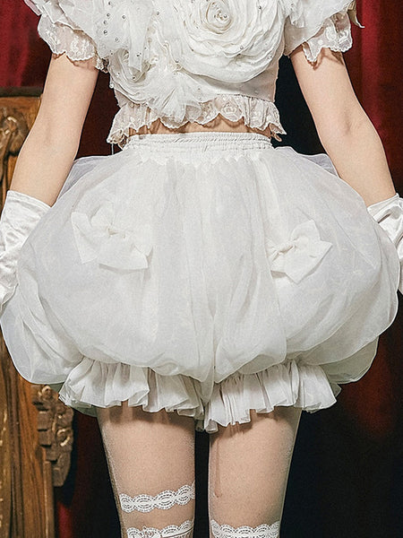 Sweet Lolita Petticoats Polyester Ruffles Bow White Lolita Underskirt