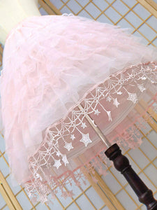 Sweet Lolita Petticoats Polyester Ruffles Sequins Stars Print Pink Lolita Skirt