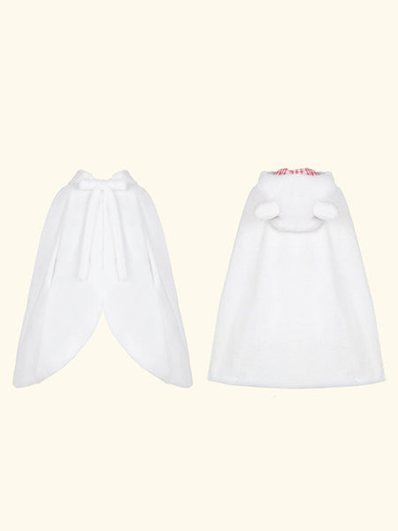 Sweet Lolita Poncho White Polyester Plaid Fall Lolita Outwears