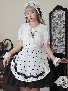 Sweet Lolita SK Magic Tea Party Ruffles White Hearts Pattern Lolita Skirts