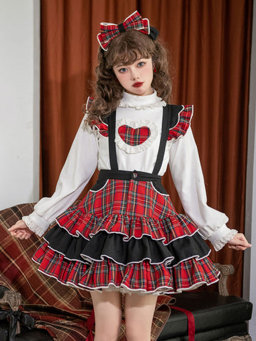 Sweet Lolita SK Ruffles Red Plaid Lolita Skirts