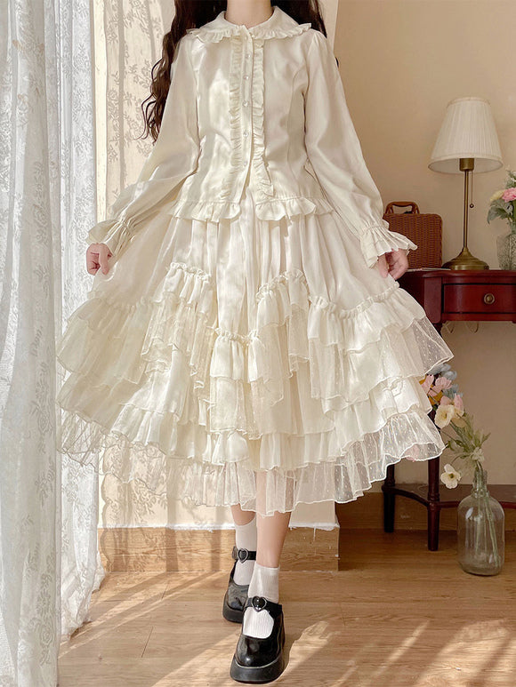 Sweet Lolita SK Ruffles White Lolita Skirts
