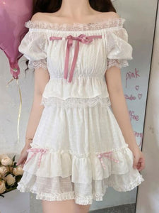 Sweet Lolita SK White Bows Ruffles Lolita Skirts