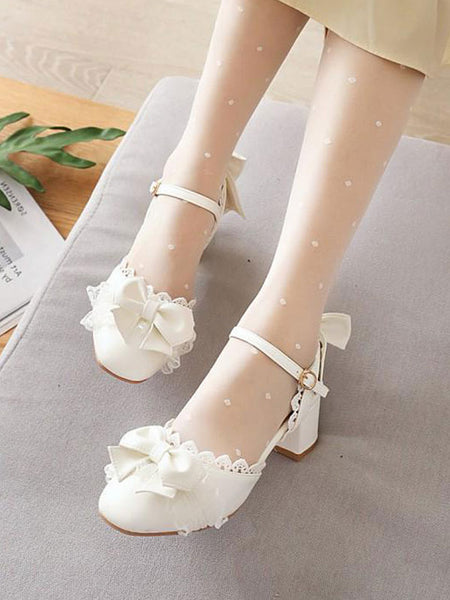 Sweet Lolita Sandals Bows Ruffles Round Toe PU Leather Pink Lolita Summer Shoes