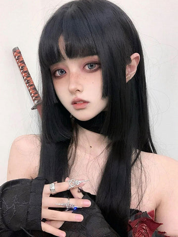Sweet Lolita Wig Black Long Heat-resistant Fiber Lolita Accessories