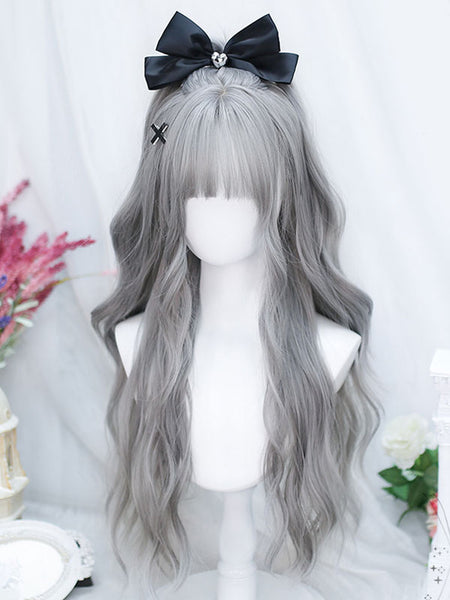 Sweet Lolita Wig Gray Medium Polyester Fiber Tousled Lolita Accessories