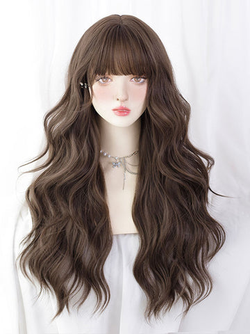 Sweet Lolita Wig Long Tousled Heat-resistant Fiber Deep Brown Lolita Accessories