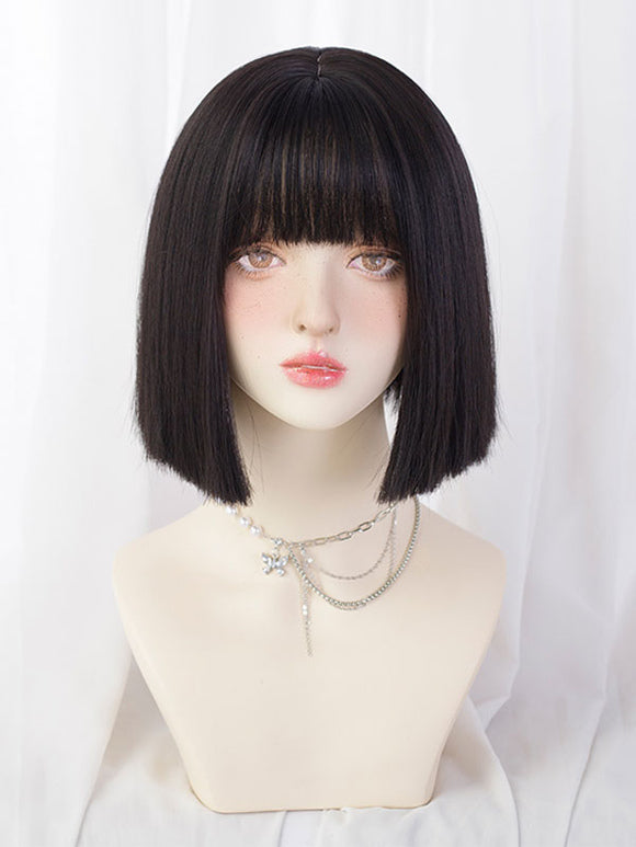Sweet Lolita Wig Short Heat-resistant Fiber Black Lolita Accessories