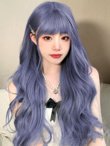Sweet Lolita Wigs Long Heat-resistant Fiber Blue Gray Lolita Accessories