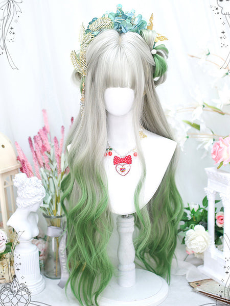 Sweet Lolita Wigs Long Heat-resistant Fiber Green Lolita Accessories