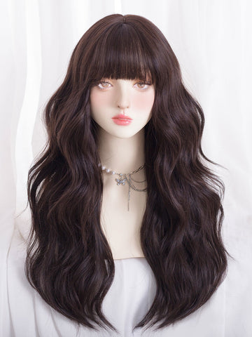 Sweet Lolita Wigs Long Tousled Heat-resistant Fiber Brownish Black Lolita Accessories