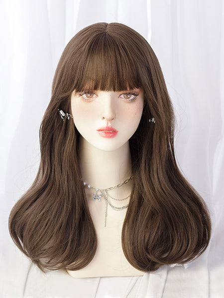Sweet Lolita Wigs Long Tousled Heat-resistant Fiber Deep Brown Lolita Accessories